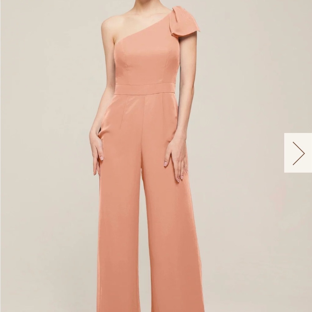 Chic One-Shoulder Peach Jumpsuit